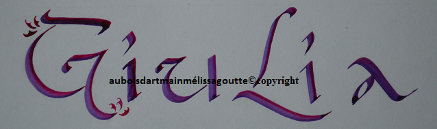 calligraphie Mélissa goutte